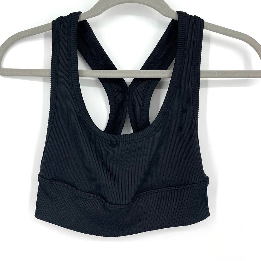 Zara‎ Black Ribbed Crop Top Racerback Medium - Picture 4 of 4